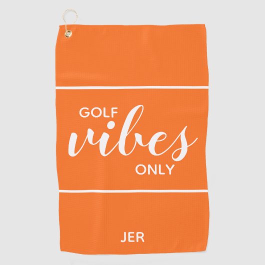 Serviette De Golf Vibes Golf Quote uniquement personnalisées | Orang (Devant)