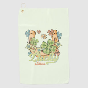 Serviette De Golf Vibes Lucky - Clovers colorés et fer à cheval d'or