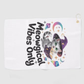 Serviette De Golf Vibes Méowgiques Uniquement, Chat Kawaii Witch Flo (Horizontal)