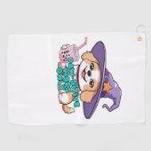 Serviette De Golf Vibes Paw seulement - Chien mignon avec thé à bull (Horizontal)