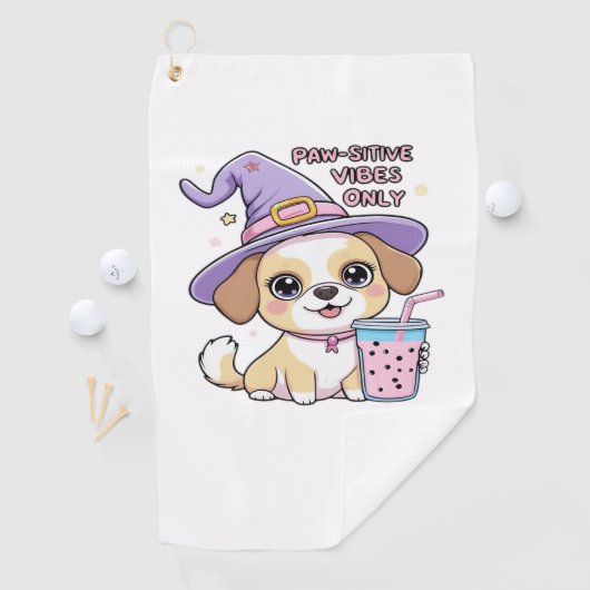 Serviette De Golf Vibes Paw-Stive Seulement Chien mignon Avec Bubble (En situation)
