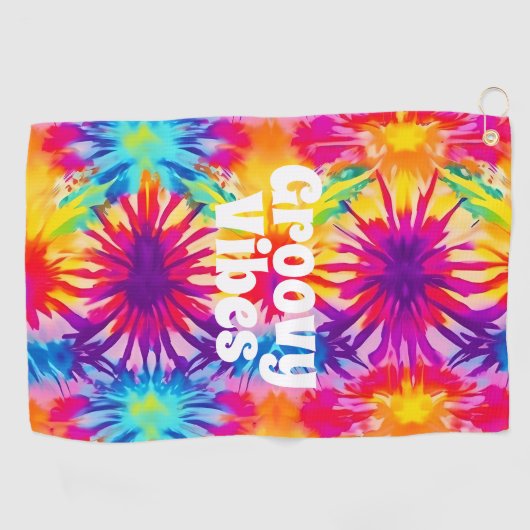 Serviette De Golf Vibes super Tie Dye personnalisable (Horizontal)