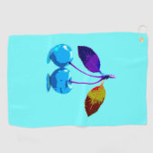 Serviette De Golf Vibrant cerises bleu clair pop art (Horizontal)