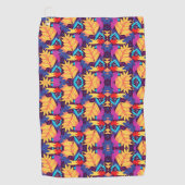 Serviette De Golf Vibrant geometric pattern features orange flowers  (Devant)