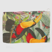 Serviette De Golf Vibrant Tropical Toucan Birds Art Exotic Jungle (Horizontal)