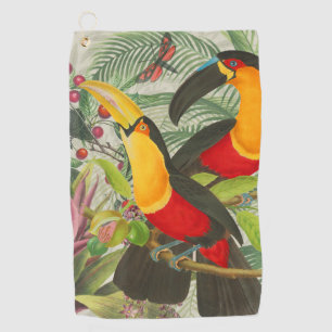 Serviette De Golf Vibrant Tropical Toucan Birds Art Exotic Jungle