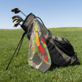 Serviette De Golf Vibrant Tropical Toucan Birds Art Exotic Jungle (Vert)