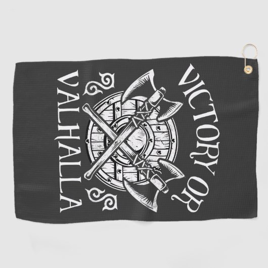 Serviette De Golf Victoire ou Valhalla - Bouclier et Ax (Horizontal)
