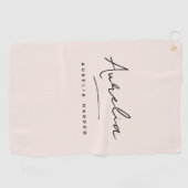 Serviette De Golf Vierge rose rose moderne Script Monogramme Signatu (Horizontal)