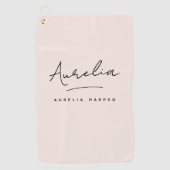 Serviette De Golf Vierge rose rose moderne Script Monogramme Signatu (Devant)
