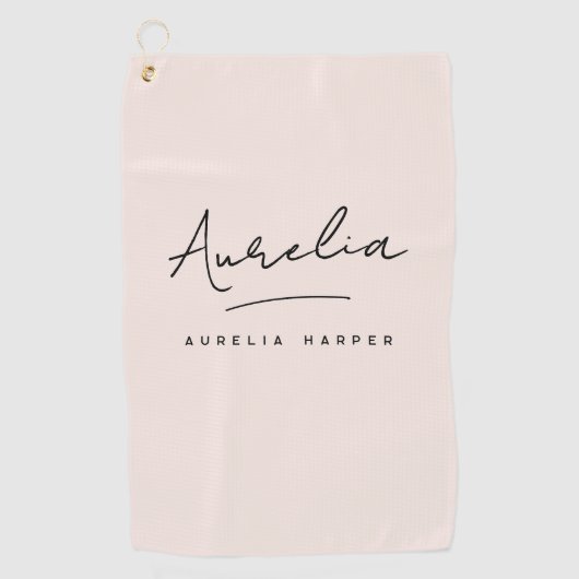 Serviette De Golf Vierge rose rose moderne Script Monogramme Signatu (Devant)