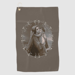Serviette De Golf Vierge vintage et enfant avec cadre argenté