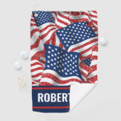 Serviette De Golf Vieux souvenir personnalisé - drapeaux américains (En situation)