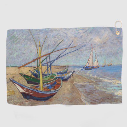 Serviette De Golf Vincent van Gogh - Bateaux de pêche sur la plage (Horizontal)