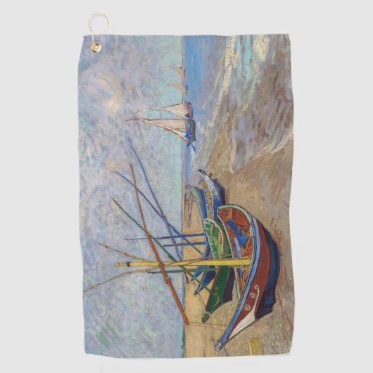 Serviette De Golf Vincent van Gogh - Bateaux de pêche sur la plage (Devant)