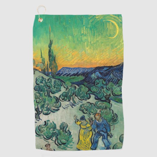 Serviette De Golf Vincent van Gogh - Paysage Lune avec couple (Devant)