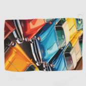Serviette De Golf Vintage Cars Pattern (Horizontal)