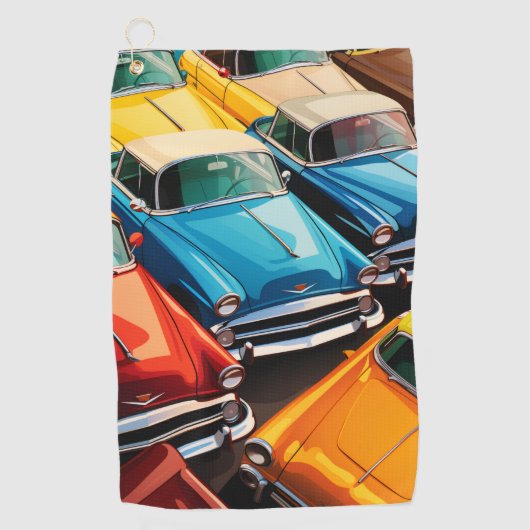 Serviette De Golf Vintage Cars Pattern (Devant)