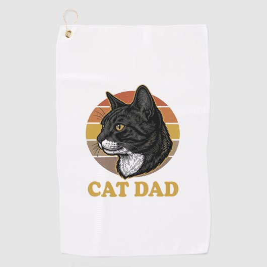 Serviette De Golf Vintage Cat Dad Retro Cat Lover Shirt Design_1 (Devant)