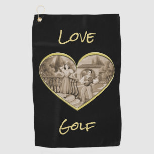 Serviette De Golf Vintage couple Romance, homme et femme amour