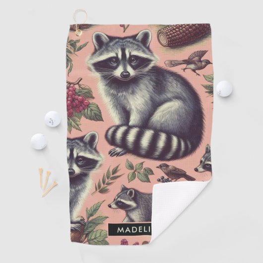 Serviette De Golf Vintage Cute Racoon (En situation)