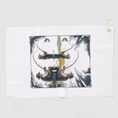 Serviette De Golf Vintage Father and Child Fishing Engraving Shirt D (Horizontal)