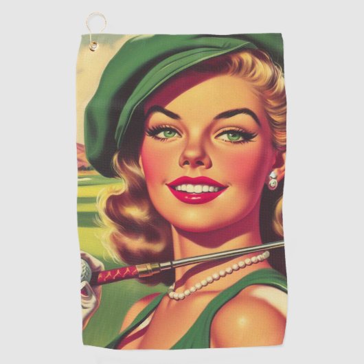 Serviette De Golf Vintage fille de golf (Devant)