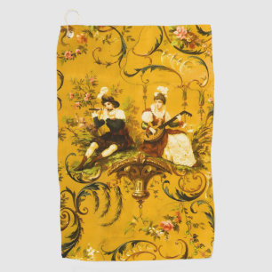 Serviette De Golf Vintage French Gold Yellow Toile Victorian Floral
