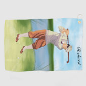 Serviette De Golf Vintage Golfer de Riverbank (Horizontal)
