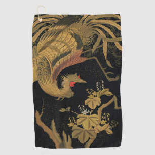 Serviette De Golf Vintage Phoenix Gold Black Bird japonais