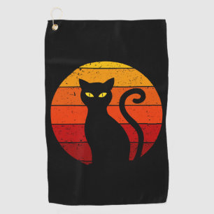 Serviette De Golf Vintage Retro Sunset Halloween Chat Noir I