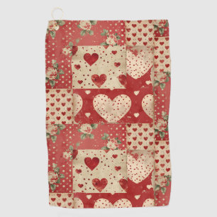 Serviette De Golf Vintage Shabby Chic Red Patchwork Motif
