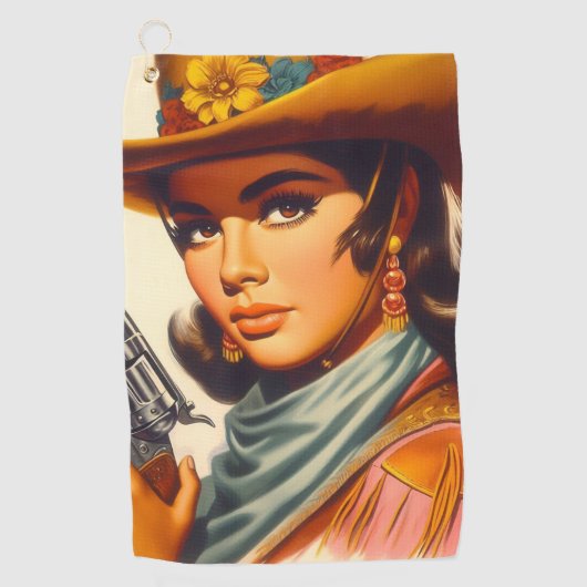 Serviette De Golf Vintage Western Pin-up (Devant)