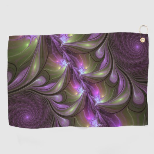Serviette De Golf Violet Abstrait violet violet kaki fractal (Horizontal)