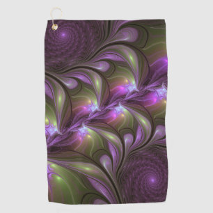 Serviette De Golf Violet Abstrait violet violet kaki fractal