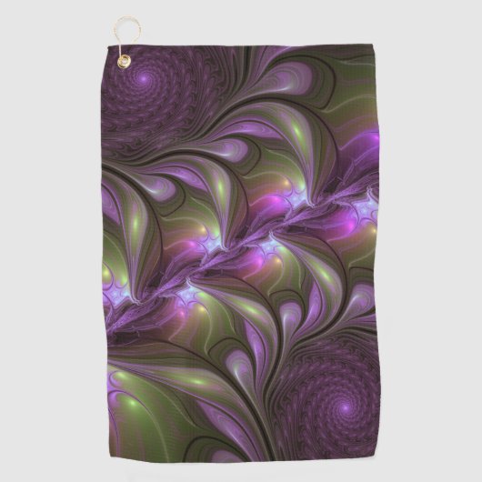 Serviette De Golf Violet Abstrait violet violet kaki fractal (Devant)