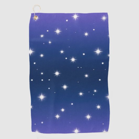 Serviette De Golf Violet Déclinent de nuit avec motif des étoiles sc (Devant)
