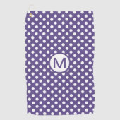 Serviette De Golf Violet pourpre avec monogramme à pois blancs (Devant)