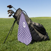 Serviette De Golf Violet pourpre avec monogramme à pois blancs (Vert)