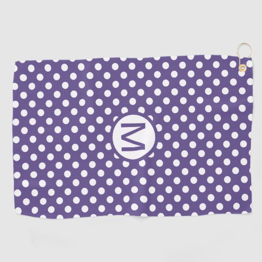 Serviette De Golf Violet violet avec Monogramme de Pois blancs (Horizontal)