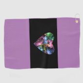 Serviette de golf violette au coeur coloré (Horizontal)