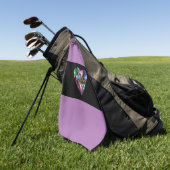 Serviette de golf violette au coeur coloré (Vert)