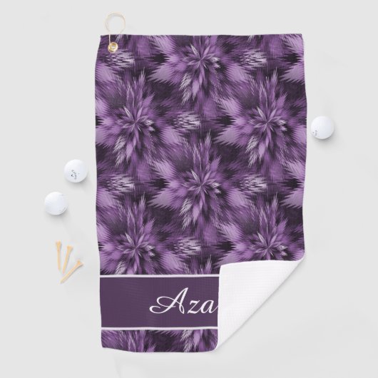 Serviette de golf violette décorative Floral Wavy (En situation)