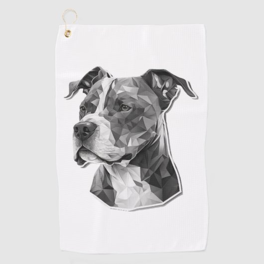 Serviette De Golf Visage de chien Pitbull (Devant)