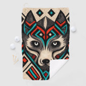 Serviette De Golf Visage de loup aztèque (En situation)