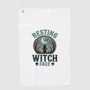 Serviette De Golf Visage de sorcière au repos design Halloween vinta