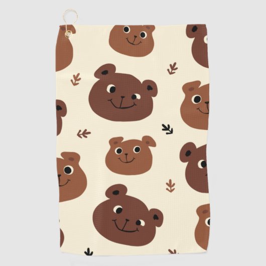 Serviette De Golf Visage drôle d'ours (Devant)