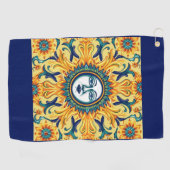 Serviette de golf Visage Soleil sicilien — Bordure (Horizontal)
