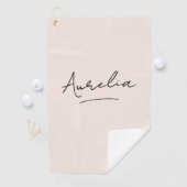 Serviette De Golf Vive rose moderne Script Monogramme Nom Signature (En situation)