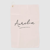 Serviette De Golf Vive rose moderne Script Monogramme Nom Signature (Devant)